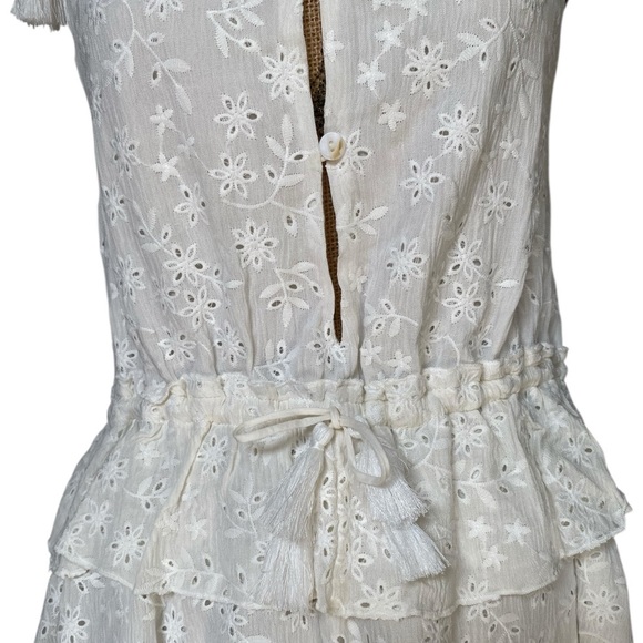 Skylar + Madison NEW White Eyelet Keyhole Smocked Summer Mini Dress Womens Small - Picture 9 of 13